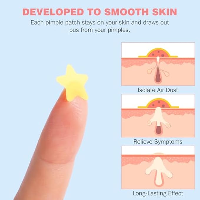 HLOES PIMPLE PATCHES FOR FACE 279PCS, HYDROCOLLOID ACNE PATCHES FOR COVERING ZITS AND BLEMISHES, CUTE STAR PIMPLE PATCHES, FACIAL SKIN CARE PRODUCTS. - Image 2